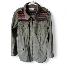 Boho Tribal Utility Jacket Dainty Hooligan Olive Green Anorak Festival Coat M